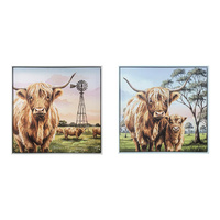 40X40CM HIGHLAND COW ARTWORK 2ASST