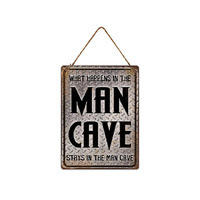 EMBOSSED MAN CAVE METAL WALL HANGING 30X40CM
