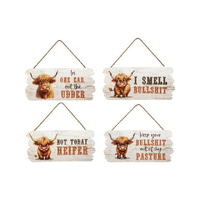 24X11CM HIGHLAND COW MDF PLAQUE 4ASST