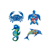 16CM SEALIFE METAL/GLASS WALL ART 4ASST QTY 8