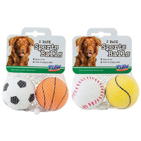 DOG TOY SPORTS BALL 6CM PACK ASST COLOURS