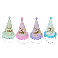 BIRTHDAY HAT MACARON COLOURS 20CM