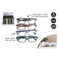 UNISEX READING GLASSES DENIM POUCH 4ASST UN24