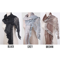 KNITTED FASHION LACE SCARF ASST