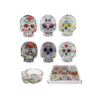 ASHTRAY GLASS PRINTED SKULL 9.5X6.7CM UN6