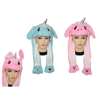 65CM PLUSH UNICORN HAT W/ POPUP EARS QTY 6