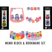 DOLLS & OWLS MEMO BLOCK W/BKMRK 4AST