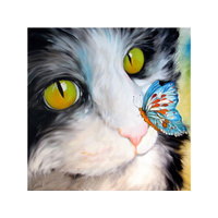 CAT W/BFLY DIAMOND ART KIT 30CM