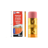 PENCILS W/ERASER TOP 12PK