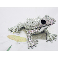 CLEAR CRYSTAL FROG TRINKET BOX