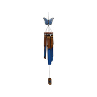 6 TUBE BLUE BUTTERFLY BAMBOO CHIME QTY 2