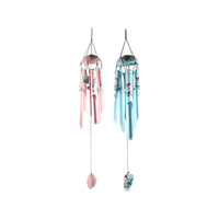 6 TUBE BAMBOO FLORAL CHIME 2ASST