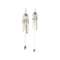 6 TUBE BAMBOO CHIME W/FLORAL 2ASST