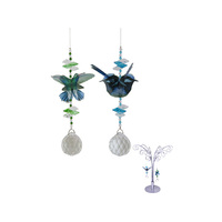 25CM BLUE WREN & H/BIRD CRYSTAL UN36