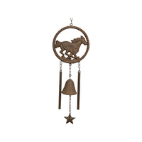 58CM CAST IRON HORSE W/BELL W/CHIME QTY 2