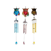 METAL OWL WINDCHIME 3ASST