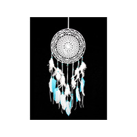 25CM MACRAME BLUE/WHITE DREAMCATCHER QTY 2