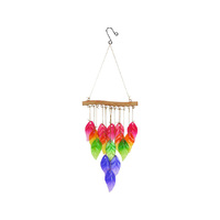 58CM COLOURED GLASS LEAF CHIME SOLD QTY2