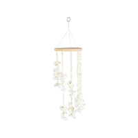 WHITE SHELL SPIRAL HANGER W/BAMBOO TORCH