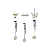 SILVER HBIRD BFLY DFLY CHIME 3ASST QTY 6