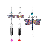 MOSAIC GLASS DFLY WINDCHIME 2ASST