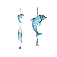100CM BLUE GLASS DOLPHIN WINDCHIME
