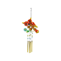 METAL OWL WITH BALL WINDCHIME QTY 2