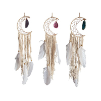 11CM HALFMOON DREAM CATCHER W/GEM 3ASST QTY 6