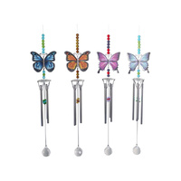66CM METAL EPOXY BFLY WINDCHIME 4ASST
