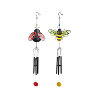 80CM METAL GLASS BEE/LADYBUG WINDCHIME QTY 2