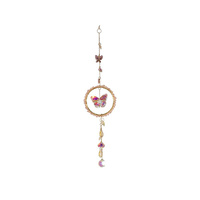 39CM B/FLY IN ROSE QUARTZ RING SUNCATCHER