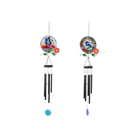 90CM WREN AND BFLY GLASS WINDCHIME 2ASST