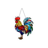 33CM HANGING GLASS MOSAIC ROOSTER SOLD QTY2