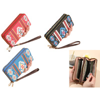 DOUBLE ZIP WOMENS PURSE 20X5.5X10CM 3ASST QTY 6