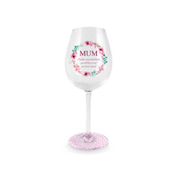 FLORAL WREATH MUM WINE GLASS 430ML