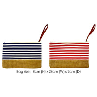 COSMETIC BAG CANVAS STRIPE 2ASST