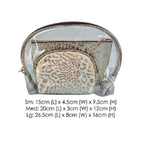COSMETIC BAG WHITE LEOPARD 3PC SET