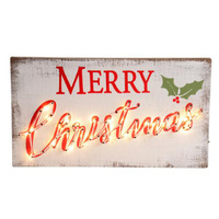 MERRY XMAS L/UP PLAQUE