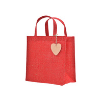 SPARKLE HEART RED JUTE BAG LARGE 25x25x12cm