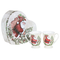 SANTA W/XMAS TREE MUG 2PC 280CC
