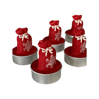 RED XMAS SACK CANDLES 6PC