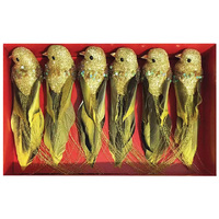 XMAS CLP 6PK BRD DEC GLD