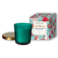 CANDLE BXD XMAS 210G METAL LID SCNTD GREEN