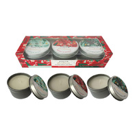 XMAS CANDLE TIN GIFT SET 3PK SOLD QTY6