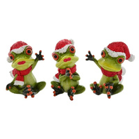 XMAS FUNNY FROGS 3ASST SOLD QTY6