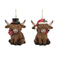 RESIN HIGHLAND COW 5.5X5X7.5CM 2ASST SOLD QTY6