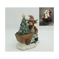POLYRESIN LED XMAS COW 18.5X12.5X22.5CM