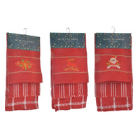 XMAS TEA TOWEL SET 3PCE 3ASST SOLD QTY6