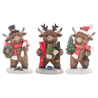 XMAS HIGHLAND COW WITH GIFTS 3ASST SOLD QTY6