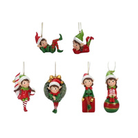 RESIN ELF ORNAMENTS 8X3.5X4CM 6ASST SOLD QTY12